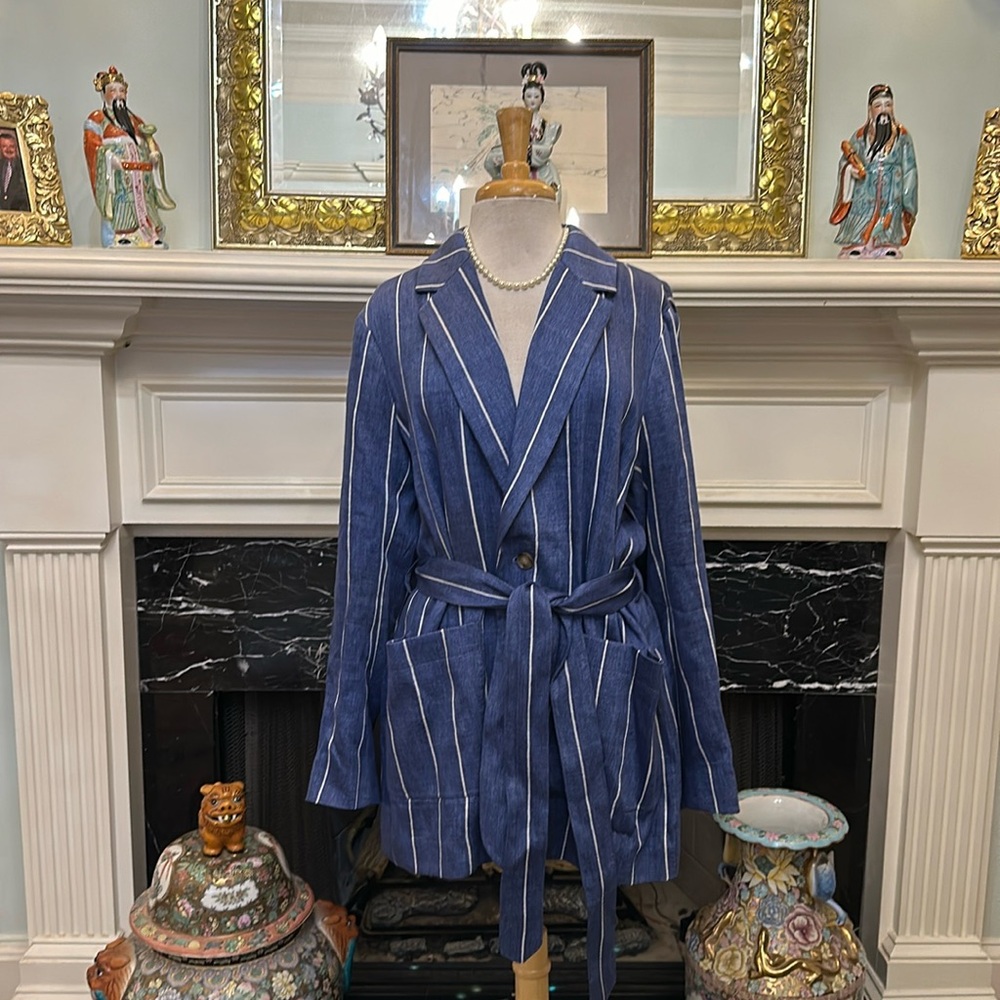 NWT “Polo by Ralph Lauren” Classic blue & white stripe blazer